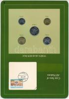 Jemen 1974-1980. 5f-1R (5xklf), &quot;Coin Sets of All Nations&quot; forgalmi szett felbélyegzett kartonlapon T:1 Yemen 1974-1980. 5 Fils - 1 Riyal (5xdiff) &quot;Coin Sets of All Nations&quot; coin set on cardboard with stamp C:UNC