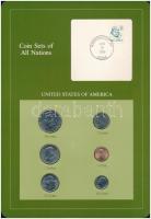 Amerikai Egyesült Államok 1979-1991. 1c - 1$ (6xklf), Coin Sets of All Nations forgalmi szett felbélyegzett kartonlapon T:1,1-  USA 1979-1991. 1 Cent - 1 Dollar (6xdiff) Coin Sets of All Nations coin set on cardboard with stamp C:UNC,AU