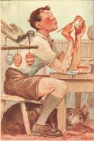 Húsvét. Kiadja a Márton L.-féle Cserkészlevelezőlapok Kiadóhivatala / Hungarian boy scout art postcard, Easter s: Márton L. (r)