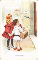 1916 Für Vati ins Feld / Children art postcard. A.R. & C.i.B. No. 857. s: Roland (kopott sarkak / worn corners)