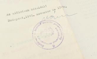 1945 A Wess Manfréd gyár üzemi bizottságának igazolás a gyár katonai parancsnokának Görgényi Imrének...