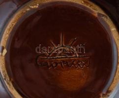 Gorka Géza teáskanna. Mázas kerámia, jelzett, hibátlan. m: 9 cm, 20 cm széles, d: 12 cm