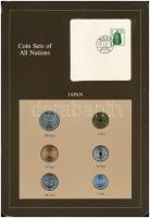 Japán 1980-1981. 1Y-500Y (6xklf), Coin Sets of All Nations forgalmi szett felbélyegzett kartonlapon T:1  Japan 1980-1981. 1 Yen - 500 Yen (6xdiff) Coin Sets of All Nations coin set on cardboard with stamp C:UNC