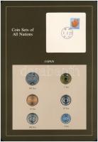 Japán 1980-1981. 1Y-500Y (6xklf), Coin Sets of All Nations forgalmi szett felbélyegzett kartonlapon T:1  Japan 1980-1981. 1 Yen - 500 Yen (6xdiff) Coin Sets of All Nations coin set on cardboard with stamp C:UNC