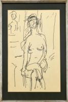 Czóbel Béla (1883 - 1976) Akt. 1970 körül
Filctoll, papír 42x28 cm. Üvegezett sérült, fa keretben. ...