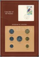 Lesotó 1979-1983. 1s-1L (7xklf), Coin Sets of All Nations forgalmi szett felbélyegzett kartonlapon T:1,1- két érmén patina Lesotho 1979-1983. 1 Sente - 1 Loti (7xdiff) Coin Sets of All Nations coin set on cardboard with stamp C:UNC,AU two coins with patina