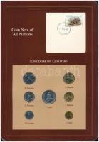 Lesotó 1979-1985. 1s-1L (7xklf), Coin Sets of All Nations forgalmi szett felbélyegzett kartonlapon T:1 Lesotho 1979-1985. 1 Sente - 1 Loti (7xdiff) Coin Sets of All Nations coin set on cardboard with stamp C:UNC