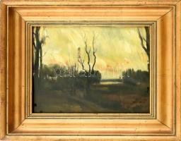 Kun István (1908-1980): Esti félhomály. Olaj, vászon. Jelzés nélkül. Hátoldalán Képcsarnok Vállalat ...