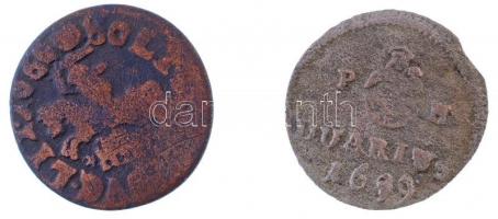 1699KB Duarius "I. Lipót" (0,55g) + Br érme a ~16-17. századból (1,23g) T:2-,3