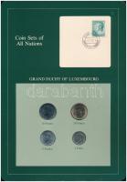 Luxemburg 1980-1982. 1Fr-10Fr (4xklf), Coin Sets of All Nations forgalmi szett felbélyegzett kartonlapon T:1 Luxembourg 1980-1982. 1 Franc - 10 Francs (4xdiff) Coin Sets of All Nations coin set on cardboard with stamp C:UNC