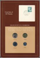 Luxemburg 1983-1989. 1Fr-10Fr (4xklf), Coin Sets of All Nations forgalmi szett felbélyegzett kartonlapon T:1 Luxembourg 1983-1989. 1 Franc - 10 Francs (4xdiff) Coin Sets of All Nations coin set on cardboard with stamp C:UNC