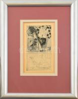 Kondor Béla (1931-1972): "A szelíd oroszlán megeszi a vad bárányt", 1965. Rézkarc, papír. ...