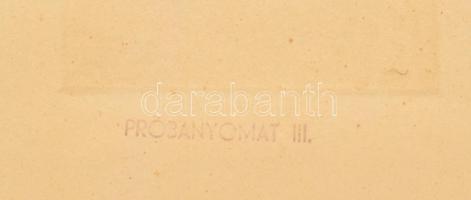 Kondor Béla (1931-1972): "A szelíd oroszlán megeszi a vad bárányt", 1965. Rézkarc, papír. ...