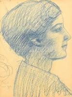 Pollák Ilona 1910 jelzéssel: Fiatal hölgy portréja. Kréta, papír. 27x23 cm. Üvegezett keretben paszpartuval.