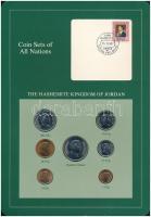 Jordánia 1978-1984. 1f-1/4D (7xklf), "Coin Sets of All Nations" forgalmi szett felbélyegzett kartonlapon T:1 Jordan 1978-1984. 1 Fils - 1/4 Dinar (7xdiff) "Coin Sets of All Nations" coin set on cardboard with stamp C:UNC