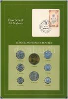 Mongólia 1980-1981. 1M - 1T (8xklf), Coin Sets of All Nations forgalmi szett felbélyegzett kartonlapon T:1,1- patina Mongolia 1980-1981. 1 Mongo - 1 Tugrik (8xdiff) Coin Sets of All Nations coin set on cardboard with stamp C:UNC,AU patina