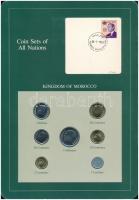 Marokkó 1974-1980. 1c-5D (7xklf), Coin Sets of All Nations forgalmi szett felbélyegzett kartonlapon T:1  Morocco 1974-1980. 1 Centime - 5 Dirhams (7xdiff) Coin Sets of All Nations coin set on cardboard with stamp C:UNC