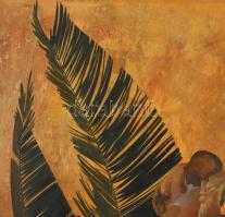 Korga György (1935-2002): Moribana. Olaj, farost. Jelzett. Hátoldalán Képcsarnok Vállalat címkéjével...