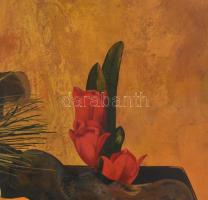 Korga György (1935-2002): Moribana. Olaj, farost. Jelzett. Hátoldalán Képcsarnok Vállalat címkéjével...