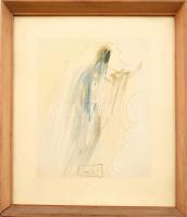 Salvador Dali (1904-1989): Szent. Ofszet nyomat, papír. 24x17,5cm Üvegezett fa keretben.
