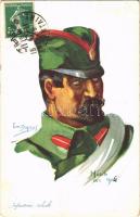 1915 Infanterie Serbe / WWI French military art postcard, Serbian infantryman. Visé Paris Nos Alliés No. 3. s: Em. Dupuis (EK)