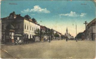 1918 Munkács, Mukacheve, Mukachevo, Mukacevo; Fő utca. Vasúti levelezőlapárusítás 4. sz. / main street (EB)