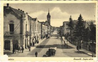 Munkács, Mukacheve, Mukachevo, Mukacevo; Kossuth Lajos utca, Goldstein üzlete / street view, shops (felületi sérülés / surface damage)