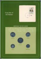 Ecuador 1988-1991. 10c-5S (5xklf), "Coin Sets of All Nations" forgalmi szett felbélyegzett kartonlapon T:1  Ecuador 1988-1991. 10 Centavos - 5 Sucres (5xdiff) "Coin Sets of All Nations" coin set on cardboard with stamp C:UNC