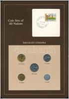 Etiópia 1969. 1c-50 (5xklf), Coin Sets of All Nations forgalmi szett felbélyegzett kartonlapon T:1  Ethiopia 1969. 1 Cent - 50 Cents (5xdiff) Coin Sets of All Nations coin set on cardboard with stamp C:UNC