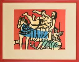 Fernand Léger (1881-1955): Cirkuszi pár. Litográfia, papír. 35x45 cm Jelzett: F.L.53 Képei statikusak, formái mozdulatlanok, de az ember hangsúlyozottan van jelen.