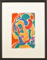 Csepeli Németh Miklós (1934-2012): Portré. Olaj, papír, kartonra kasírozva, jelzett, üvegezett fa ke...