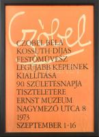 1973 Czóbel Béla Kossuth-Díjas festőművész legújabb képeinek kiállítása 90. születésnapja tiszteletére, Ernst Múzeum, Nagymező utca 8.  1973 szeptember 1-16. Plakát. Üvegezett kopott fakeretben. 81x55cm