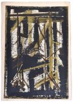 Fett Jolán (1927-2009): Fák, vegyes technika, papír, jelezve balra lent, papírra kasírozva, 40×28 cm