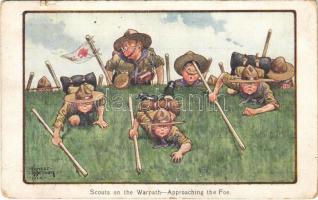 1922 Scouts on the Warpath - Approaching the Foe. C.W. Faulkner & Co. Series 970. s: Ernest Ibbetson (EK)