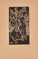 Farkasházy Miklós(1895-1964): Aktok. Linómetszet, papír, jelzett, 28,5x15,5 cm