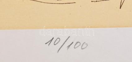 Kádár Béla (1877-1956): Akt lóval.Rézkarc, papír, jelzett számozott (10/100), 22x33 cm