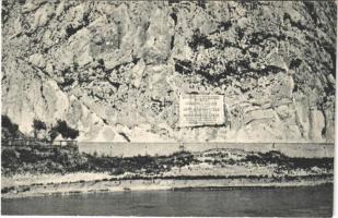Orsova, Kazán-szoros, I. Ferenc József tábla / Kasanpartie / Cazane / gorge, monument (képeslapfüzetből / from postcard booklet)
