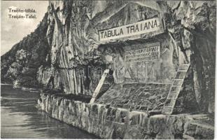 Orsova, Kazán-szoros, Traján tábla / Kasanpartie, Traijan-Tafel / Cazane, Tabula Traiana / gorge, monument (képeslapfüzetből / from postcard booklet)