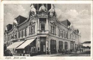 1917 Lugos, Lugoj; Bésán palota, Corso kávéház. Auspitz Adolf kiadása / palace, café (szakadás / tear)
