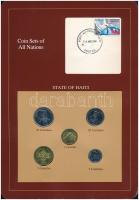 Haiti 1995-1997. 5c-5G (5xklf) Coin Sets of All Nations forgalmi szett felbélyegzett kartonlapon T:1  Haiti 1995-1997. 5 Cents - 5 Gourdes (5xdiff) Coin Sets of All Nations coin set on cardboard with stamp C:UNC