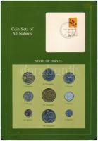 Izrael ~1983. 1a-100Sh (9xklf), Coin Sets of All Nations forgalmi szett felbélyegzett kartonlapon T:1  Israel ~1983. 1 Agora - 100 Sheqalim (9xdiff) Coin Sets of All Nations coin set on cardboard with stamp C:UNC