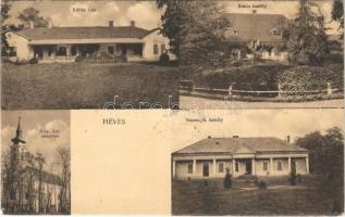 1914 Heves, Kállay lak, Braun kastély, Remenyik kastély, Római katolikus templom. Adler József kiadása (EB)
