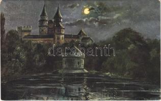 1940 Bajmóc, Bojnice; vár este / castle at night / zámok