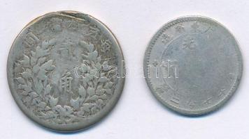 Kínai Császárság / Kwangtung Tartomány 1890-1908. 10c Ag (2,47g) + Kína ~1914. 20c Ag "Yüan Shi...