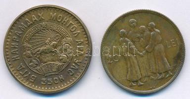 Vegyes: Mongólia 1945. 5m Al-Br + Románia 1930KN 20L Ni-sárgaréz "I. Mihály" T:2
Mix: Mon...