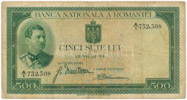 Románia 1934. 500L T:III Romania 1934. 500 Lei C:F Krause 36.a