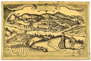 Buda és Pest 1637-es látképe Hufnagel metszete alapján készült réz lap 14x20 cm