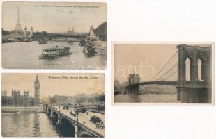 57 db főleg RÉGI külföldi képeslap hidakkal / 57 mostly pre-1945 town-view postcards from all over t...