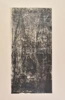 Vincze András (1914-1987): A dóm. Monotípia, papír, jelzett a hátoldalán. Felső része papírra kasírozva. Lap széle sérült. 50x23,5 cm