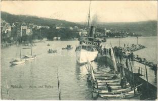 1907 Abbazia, Opatija; Molo und Hafen / port, steamship, boats